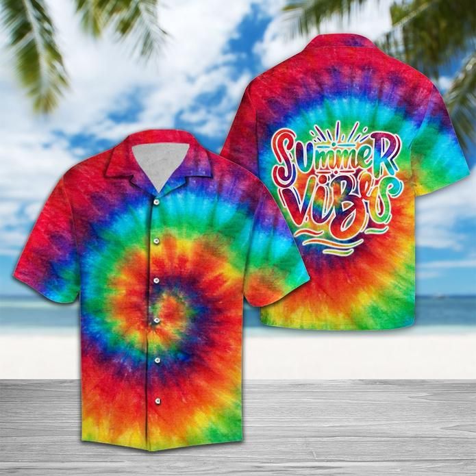 Summer Vibes Tie Dye Hawaiian Shirt