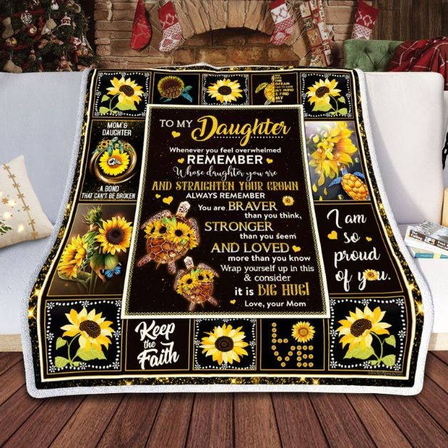Sunflower Turtle To My Daughter Whenever You Feel Overwhelmed Remember Premium Comfy Sofa Throw Blanket