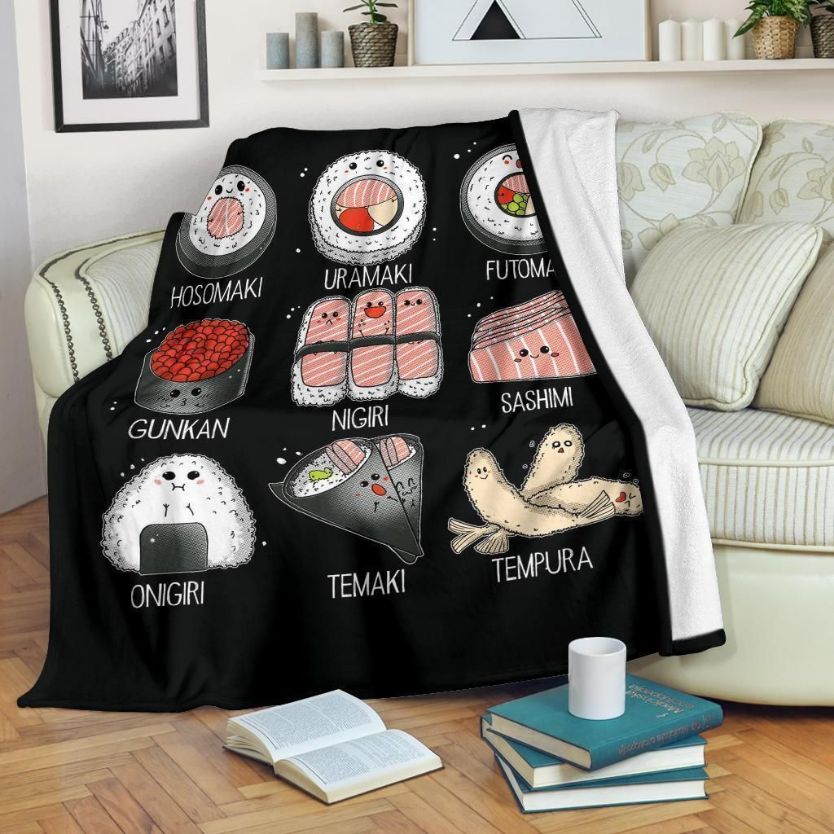 Sushi Names For Sushi Lover Fleece Blanket Gift For Fan, Premium Comfy Sofa  Throw Blanket Gift - Teeruto