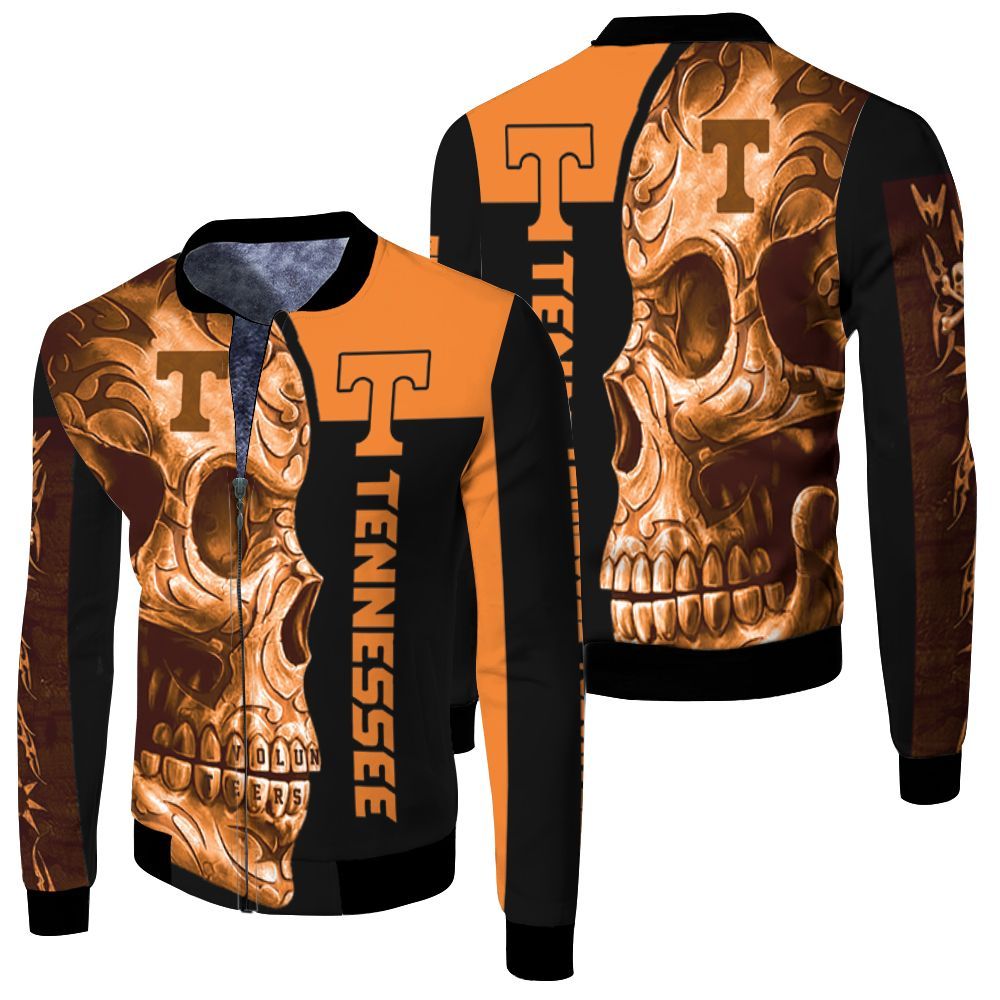 Tennessee Volunteers Ncaa Skull 3d Jersey Fleece Bomber Jacket