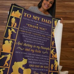 Thanks For All Special Little Things You Do Daughter To Dad Fleece Blanket Quilt Blanket For Dad