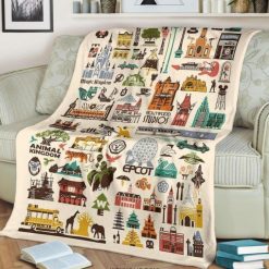 The Four Parks Icons Disney Cartoon Best Seller Fleece Blanket Gift For Fan, Premium Comfy Sofa Throw Blanket Gift