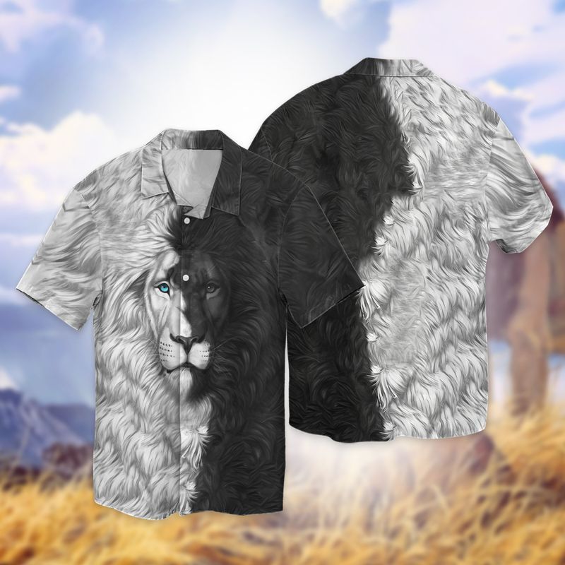 The Lion Black And White Hawaiian Shirt