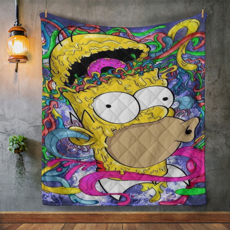 The Simpsons Painting Art Quilt Blanket, Crazy Homer Simpsons Quilt Blanket