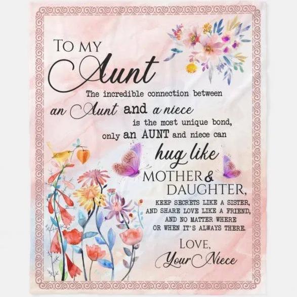 To My Aunt From Niece Flower Lover Gift Blanket