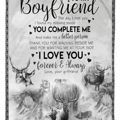 To My Boyfriend Fleece Blanket I Found My Missing Piece You Complete Me Couch