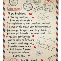 To My Boyfriend I Found My Missing Piece Air Mail Blanket Couch