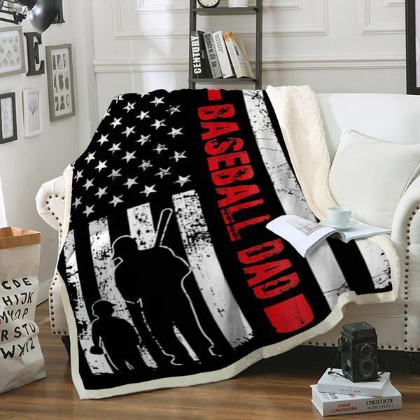 To My Dad Baseball Dad Fleece Blanket For Dad Baseball Lover Birthday