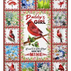 To My Dad Cardinal Daddy’s Girl Fleece Blanket For Dad From Daughter Birthday