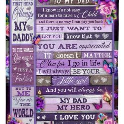To My Dad Fleece Blanket First Love First Hero Always My Daddy For Dad From Daughter Birthday