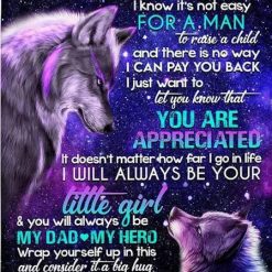 To My Dad I Will Always Be Your Little Girl Wolves Galaxy Fleece Blanket For Dad From Daughter