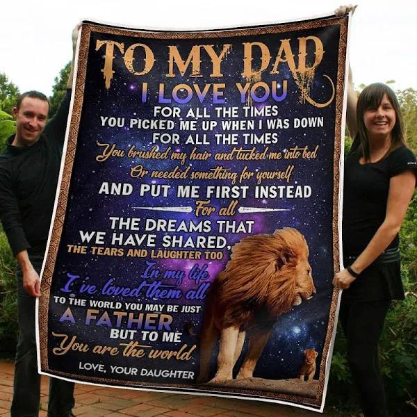 To My Dad Lion King You Are The World I Love You From Daughter Fleece Blanket For Daddy