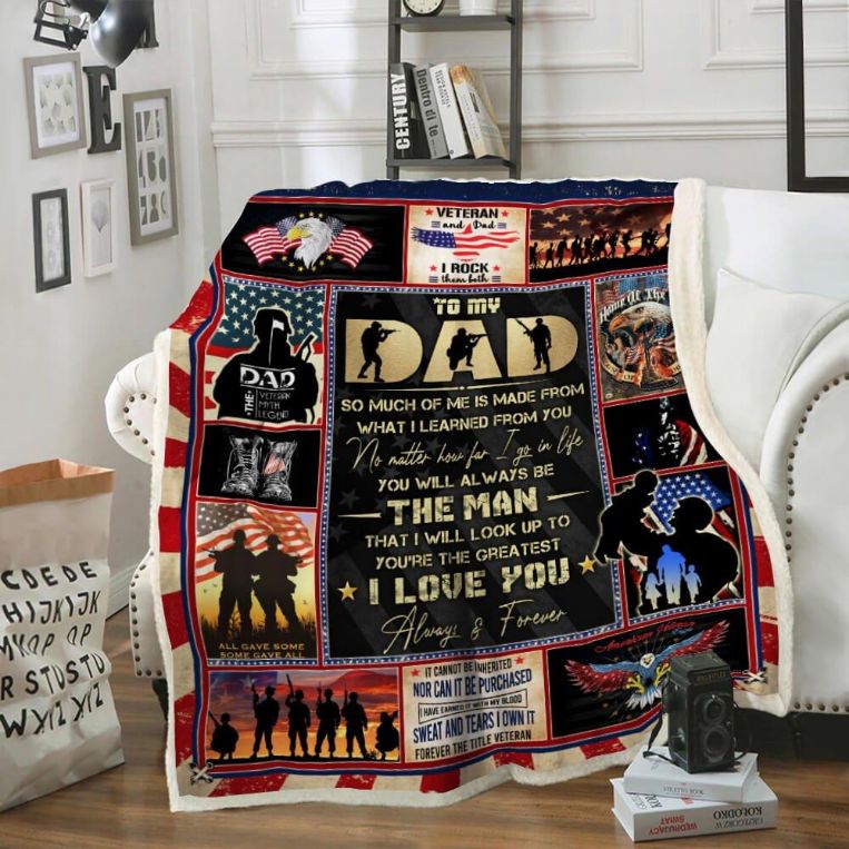 To My Dad Thank You For Your Sacrifices Fleece Blanket For Family Birthday Anniversary Army Military Veteran Sofa