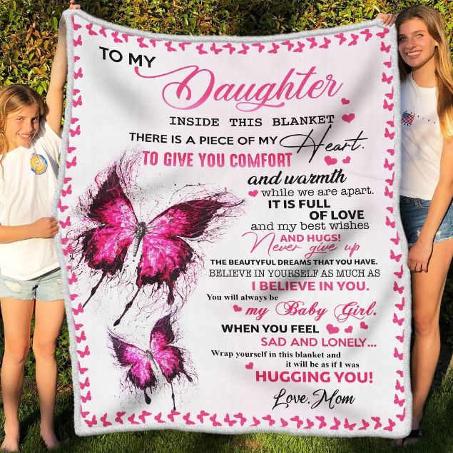To My Daughter Butterfly There Is A Piece Of My Heart Fleece Blanket For Daughter Birthday From Mom To Daughter Sofa