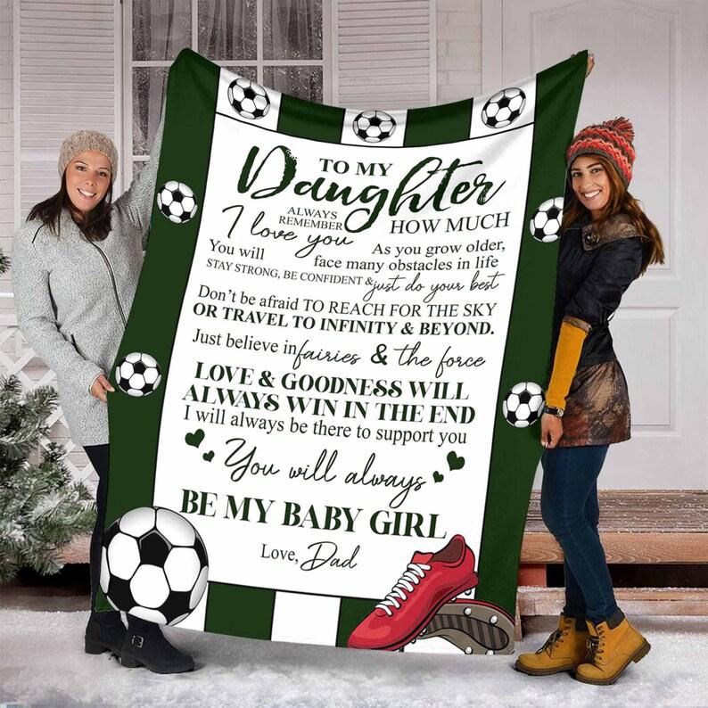 To My Daughter From Dad Football Fleece Blanket S Birthday Sherpa Blanket Mink Blanket Family Blanket Special Daughter Family