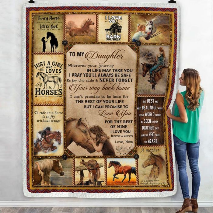 To My Daughter Horse Lover Never Forget Your Way Back Home Fleece Blanket For Daughter