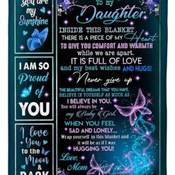 To My Daughter I Love You To The Moom And Back Fleece Blanket Quilt Blanket For Daughter Birthday Family From Mom To Daughter