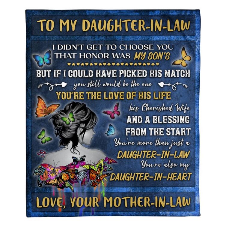 To My Daughter In Law Butterfly Mother In Law Fleece Blanket Family