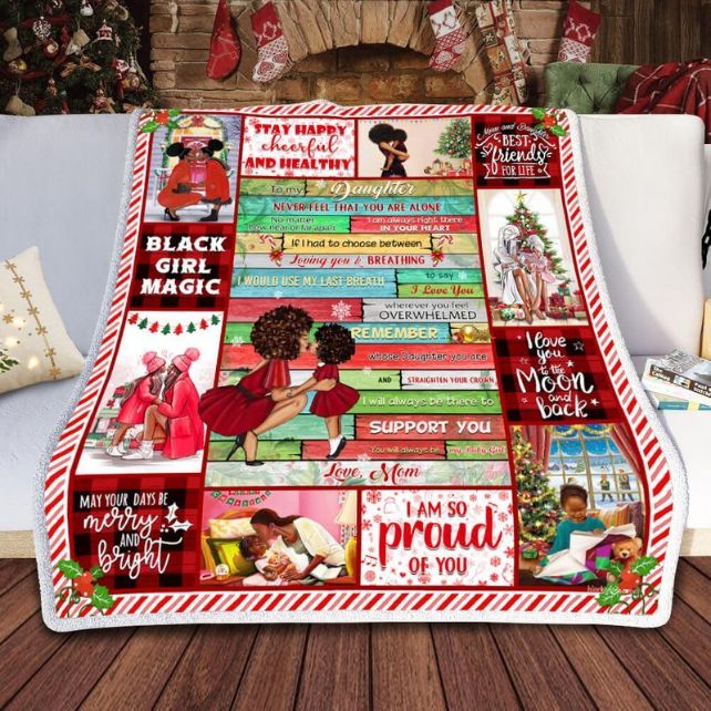 To My Daughter My Black Girl Christmas I Am So Proud Of You Premium Comfy Sofa Throw Blanket