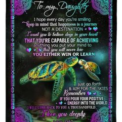 To My Daughter Sea Turtle Fleece Blanket From Dad I Hope Every Day You’re Smiling Fleece Blanket