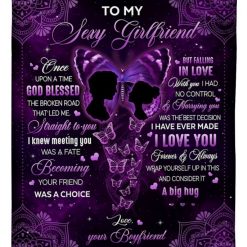 To My Girlfriend I Love You Butterflies Mandala Purple Blanket For Girlfriend Birthday