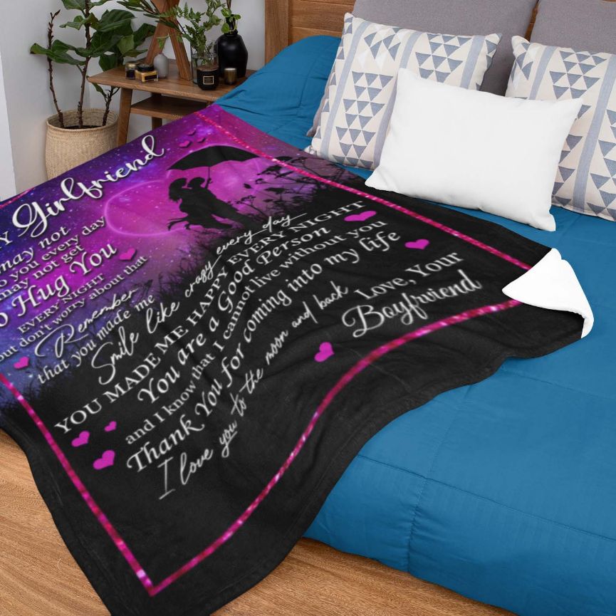 To My Girlfriend You Make Me Happy Every Night Romantic Blanket For Love Birthday