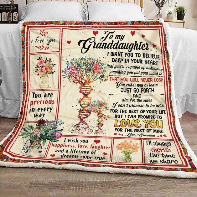 To My Granddaughter Fleece Blanket Quilt Blanket From Grandma I Love You For Granddaughter Family Blanket