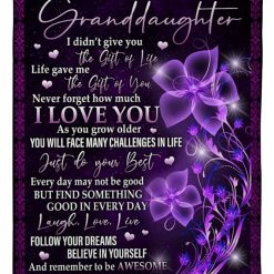 To My Granddaughter Laugh Love Live Fleece Blanket Quilt Blanket Birthday Family For Granddaughter From Grandma To Granddaughter