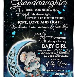 To My Granddaughter Love You To The Moon And Back Fleece Blanket