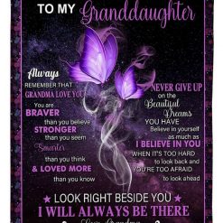 To My Granddaughter Never Give Up Fleece Blanket Quilt Blanket Birthday Family For Granddaughter From Grandma To Granddaughter