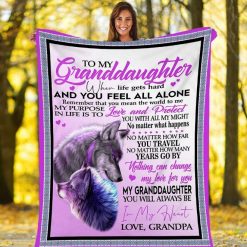 To My Granddaughter Wolf Fleece Blanket Quilt Blanket Birthday Christmas For Granddaughter From Grandpa