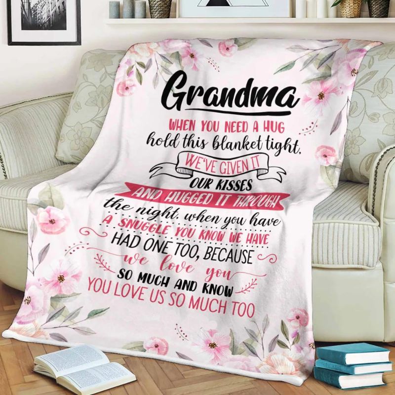 To My Grandma Hold This Blanket Tight Fleece Blanket For Grandparents From Granddaughter For Grandson Sofa