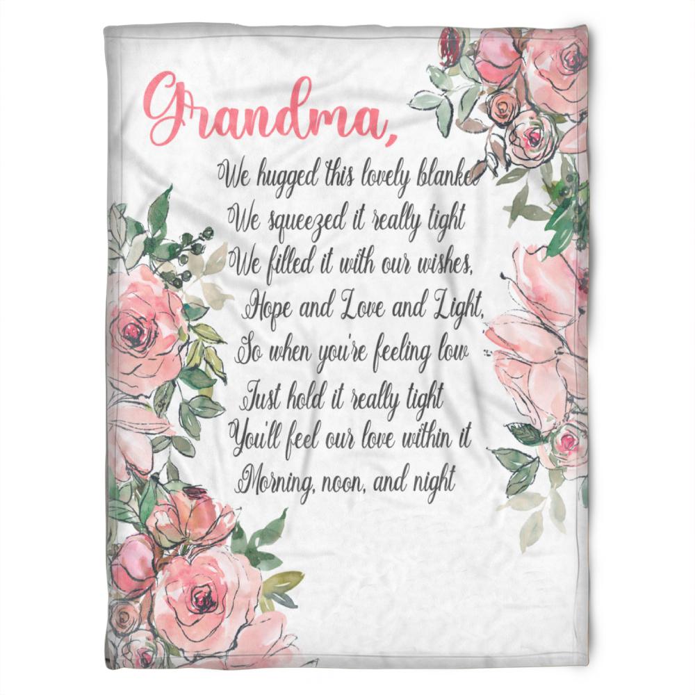 To My Grandma Hugged This Lovely Fleece Blanket For Grandparents From Granddaughter For Grandson