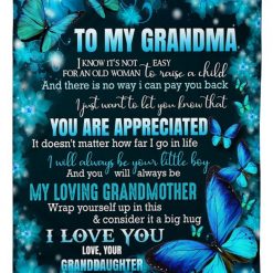 To My Grandma My Loving Grandmother Butterfly Blanket For Grandma Birthday