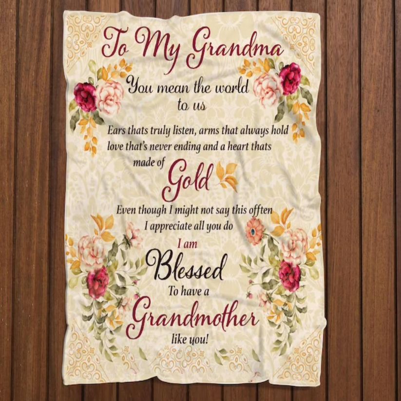 To My Grandma You Mean The World To Us Fleece Blanket For Family From Granddaughter For Grandson