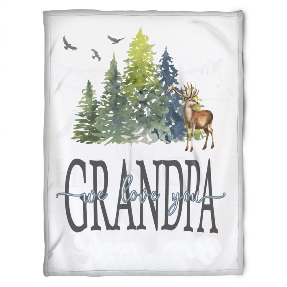 To My Grandpa Deer We Love Grandma Fleece Blanket For Grandparents From Granddaughter For Grandson