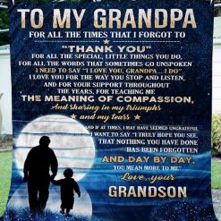 To My Grandpa Fleece Blanket Quilt Blanket Birthday Christmas For Grandfather From Grandson Family Blanket