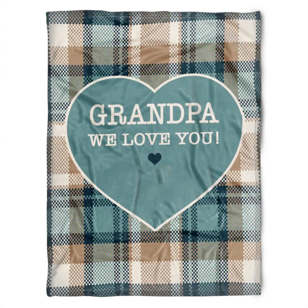 To My Grandpa We Love You Checkerboard Pattern Fleece Blanket For Grandparents From Granddaughter For Grandson Bedding