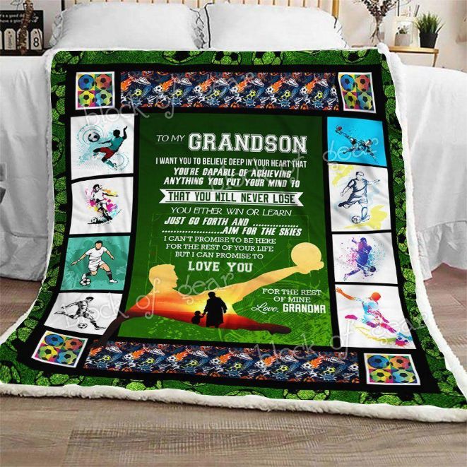 To My Grandson Soccer Fleece Blanket Quilt Blanket For Grandson Family Blanket