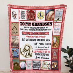 To My Grandson You Will Never Lose Baseball Fleece Blanket For Grandson From Grandma For Baseball Lovers Birthday Bedding