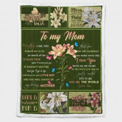 To My Mom You Are The World Lily Flower And Butterfly Blanket For Mom From Son Birthday