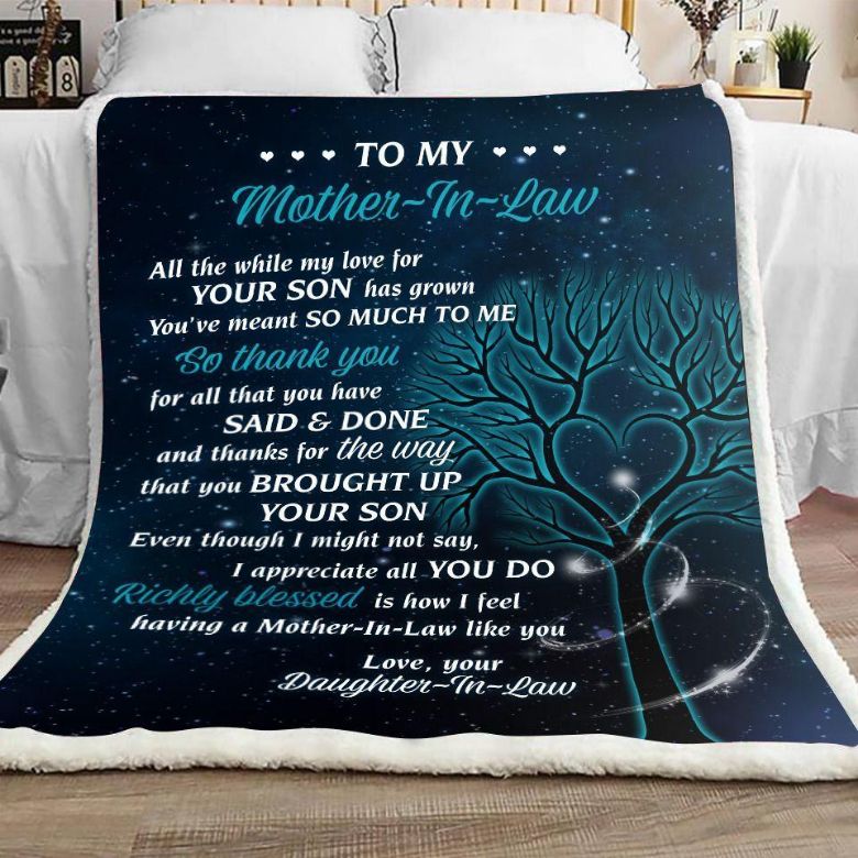 To My Mother In Law Fleece Blanket Quilt Blanket So Thank You For Mother In Law Family Blanket