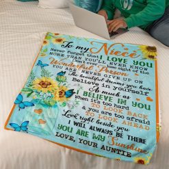 To My Niece Sunflower Never Forget That I Love You Blanket For Niece From Auntie Birthday