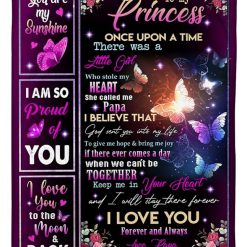 To My Princess I Love You Butttefly Blanket For Granddaughter From Papa Birthday