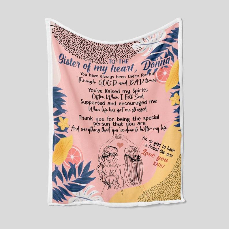 To My Sister Of My Heart Personalized Blanket For Sister Girlfriend Birthday
