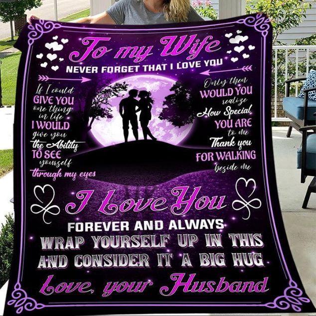 To My Wife I Love You Forever &ampamp Always For Wife Fleece Blanket Quilt Blanket