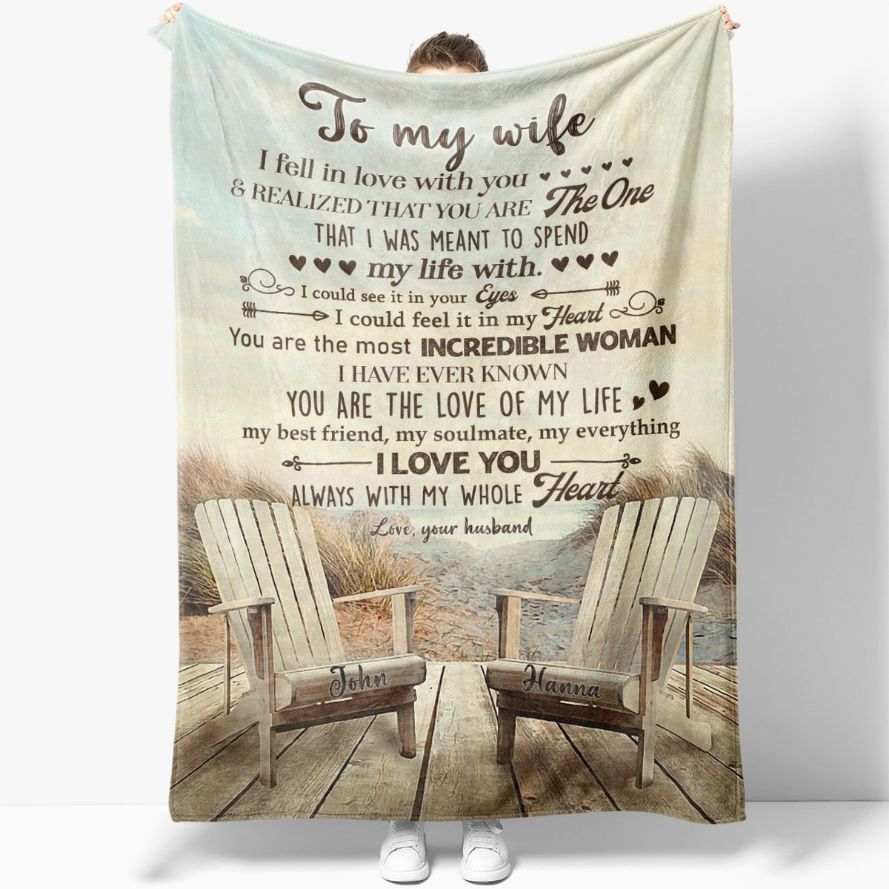 To My Wife You Are The One Couple Chairs Personalized Blanket For Wife From Husband Birthday