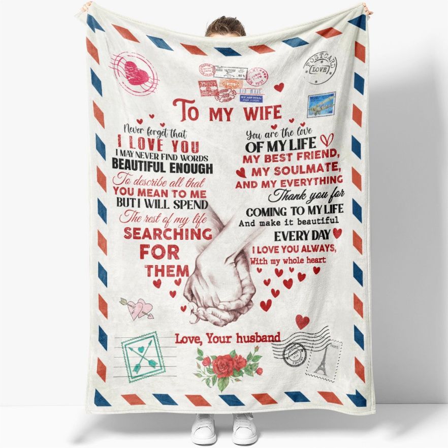 To My Wife You’re My Best Friend Heart Love Letter Blanket For Wife From Husband Birthday