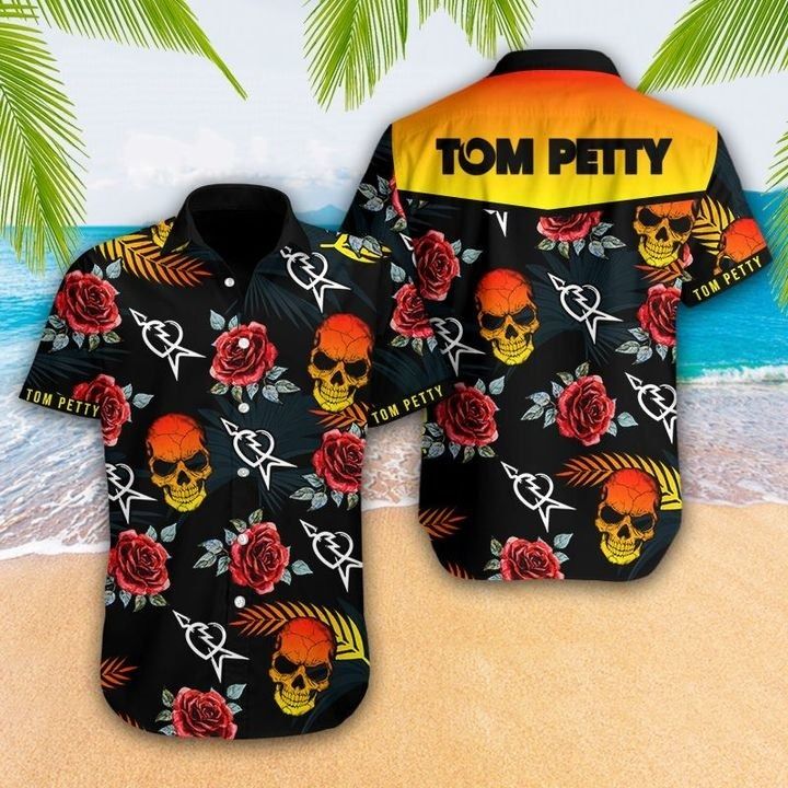 Tom Petty And The Heartbreakers X Skull Flowers Hawaiian Shirt