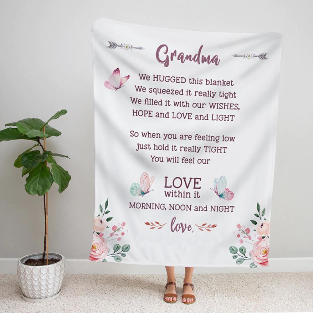 To My Grandma Love Within It Morning Moon And Night Fleece Blanket For Grandparents From Granddaughter For Grandson Bedding